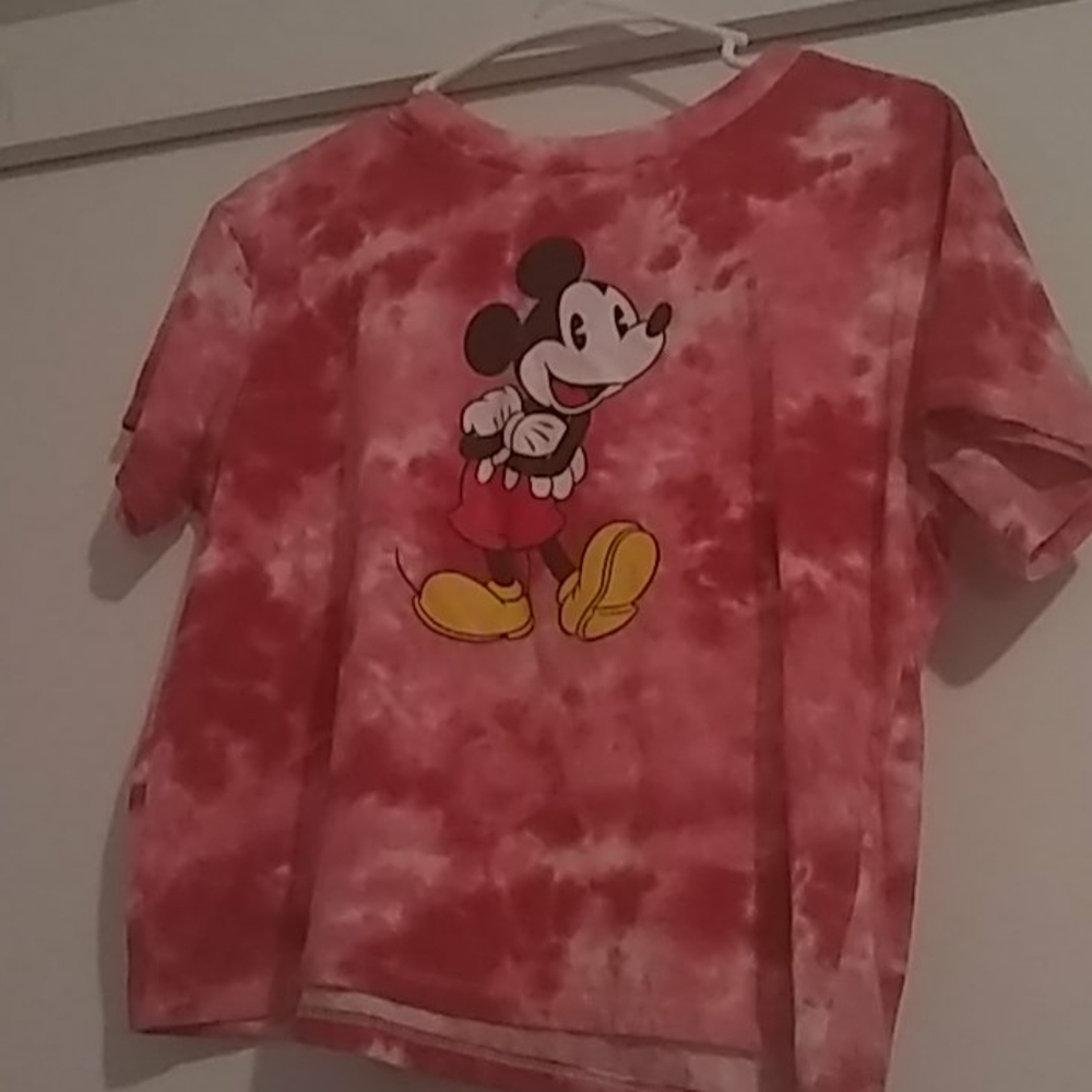 Red tie-dye Micky mouse shirt
